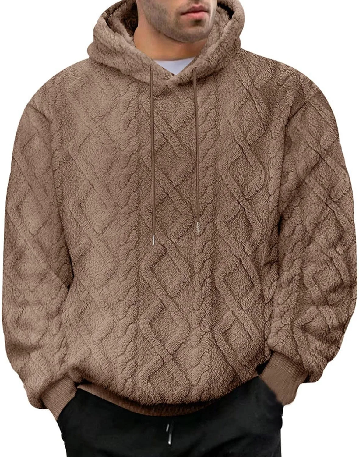 

Толстовка с капюшоном Fuzzy Sherpa для мужчин, флисовая, с длинным рукавом и карманами AQAYL