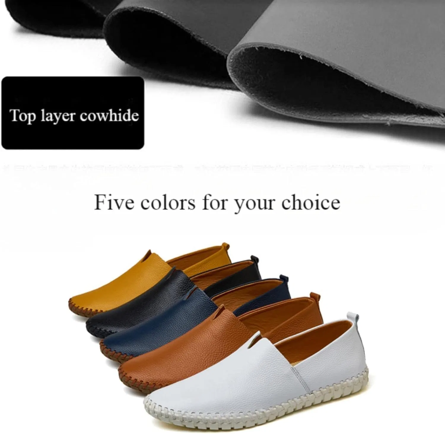 Мокасины кожаные Slip-On, синий Zentavi — фото 4