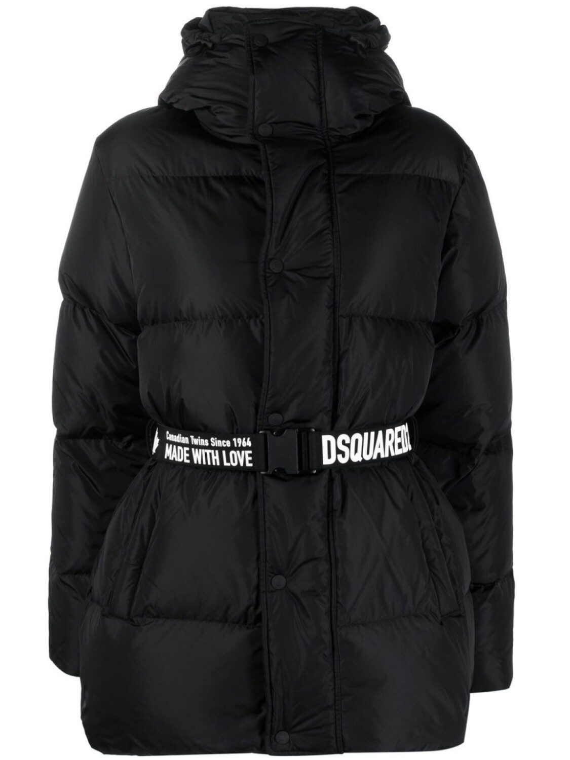 

Dsquared2 logo-print belted puffer, черный