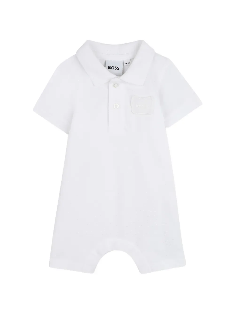 Полукомбинезон-поло с нашивкой BOSS Kidswear, белый