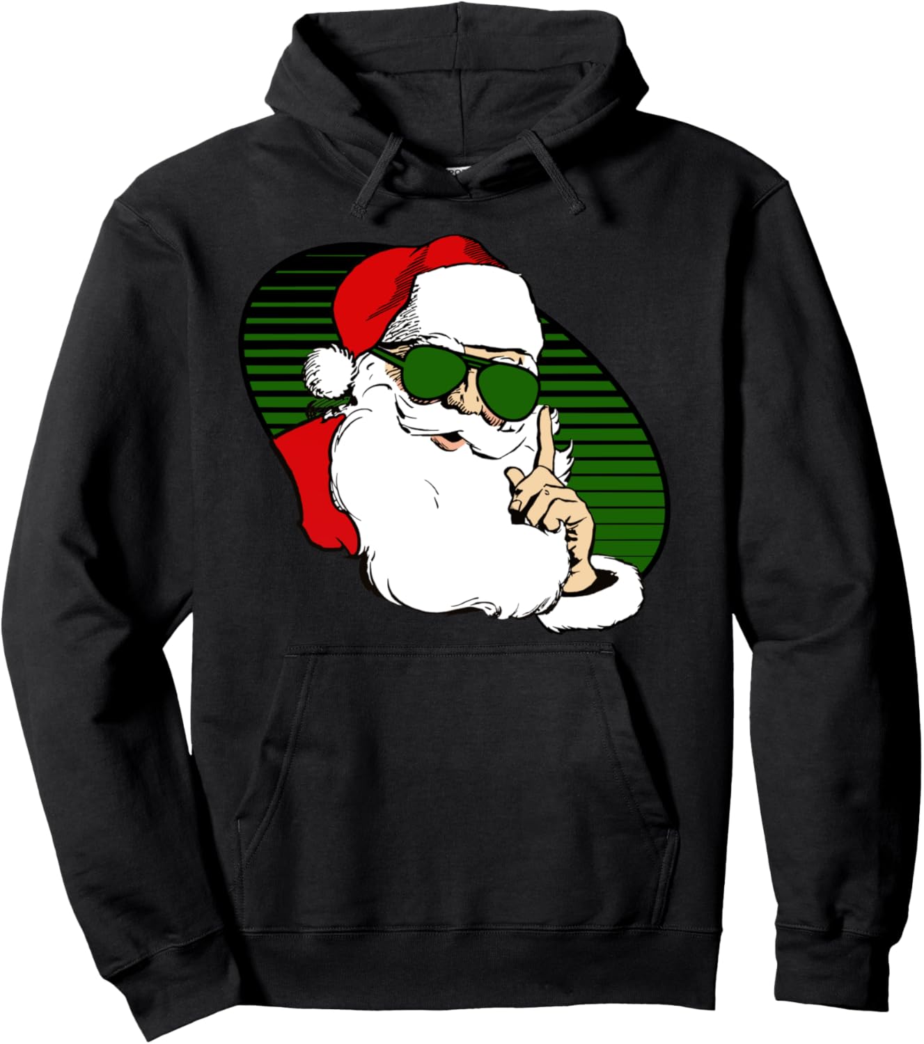 

Модная рождественская толстовка с портретом Санта-Клауса в очках-авиаторах в круге Trendy Apparel, черный