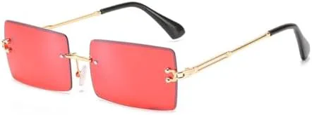 

Модные прямоугольные солнцезащитные очки без оправы для женщин, солнцезащитные очки с градиентным переходом для мужчин, защита от УФ-излучения UV400 MTZJH, Red