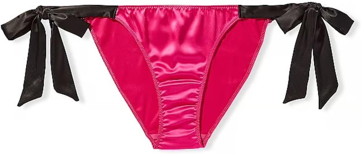 Трусики Victoria's Secret Cheeky с вышивкой и боковыми завязками, цвет Pink/Black, новые — фото 3