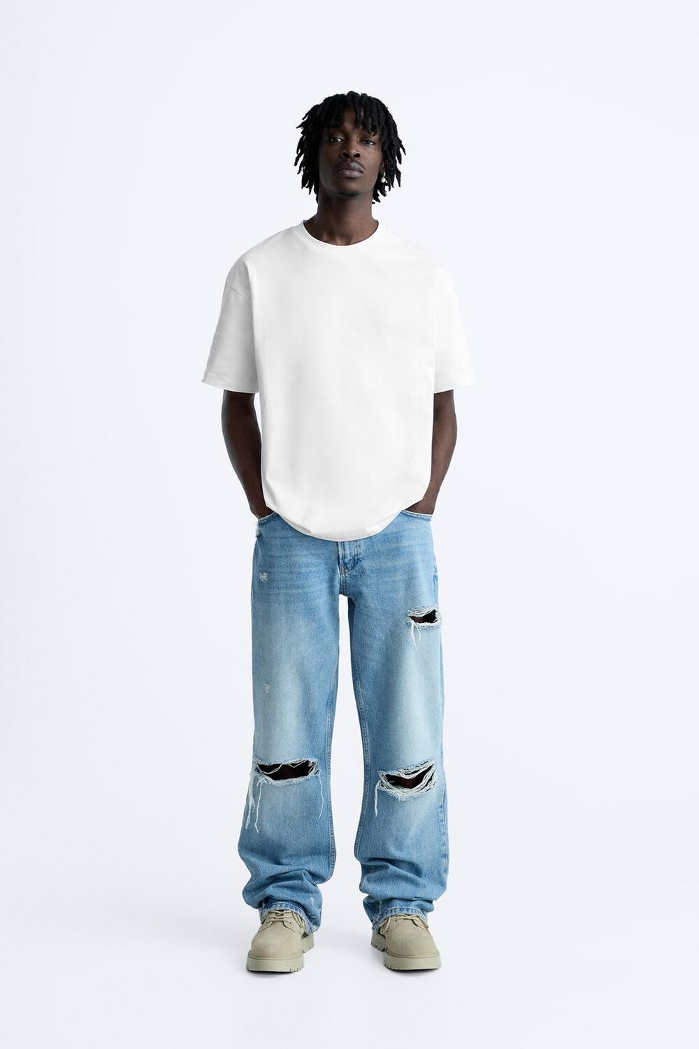 

Базовая тяжелая футболка ZARA, белый