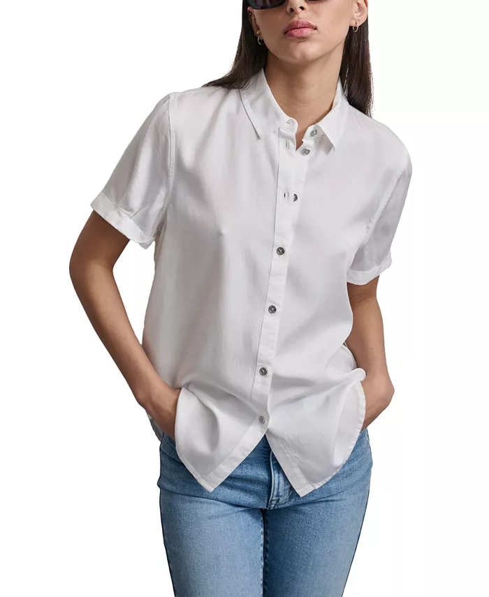 

Укороченная рубашка с короткими рукавами и подкатом Petite Rolled DKNY Jeans, белый