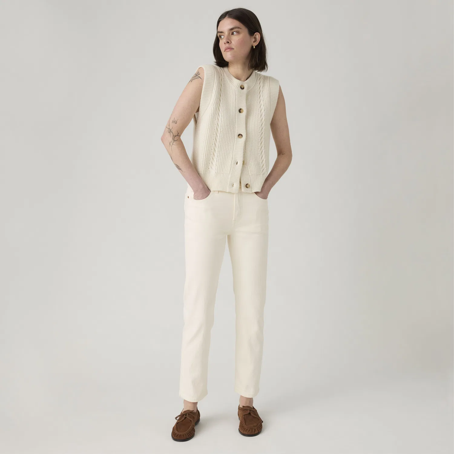 Женские укороченные джинсы 501 Levi's, White