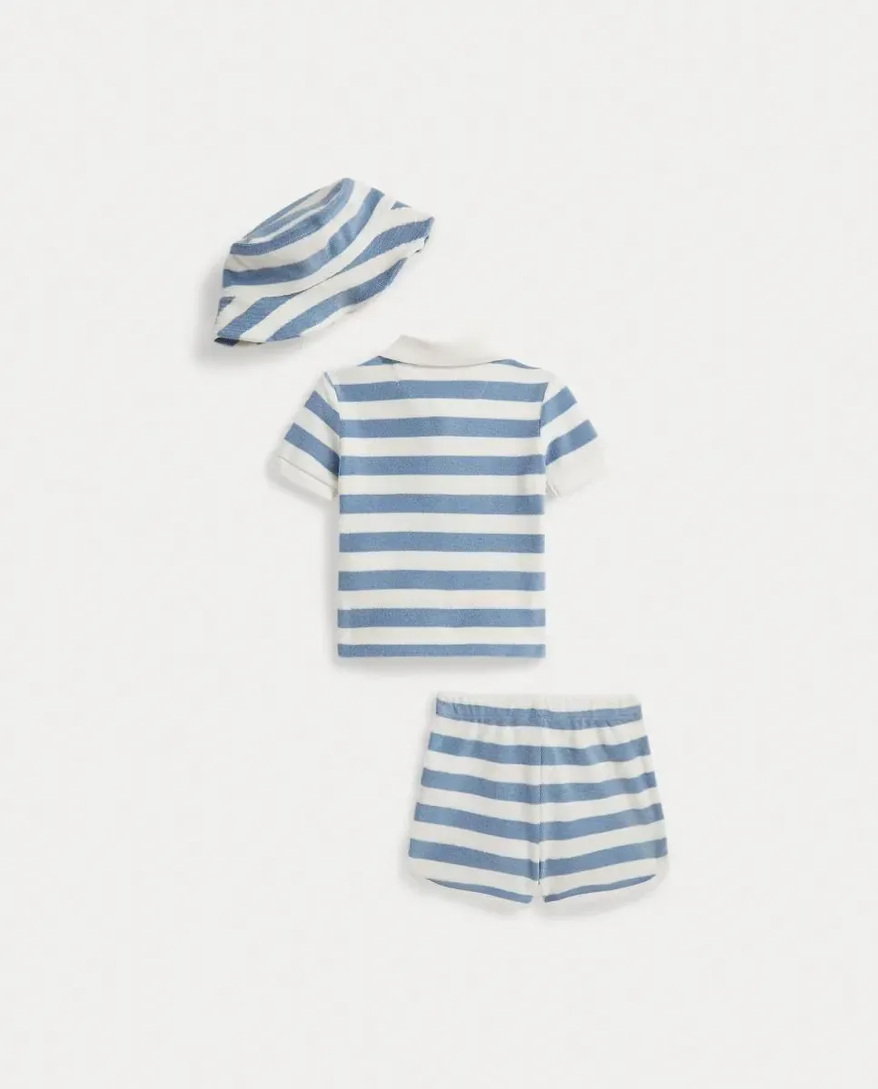 Комплект для мальчика из хлопка с принтом Polo Ralph Lauren, синий/белый — фото 2