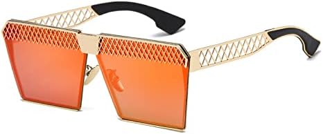 

Большие солнцезащитные очки для женщин и мужчин в стиле ретро, ​​для вождения автомобиля, защита от ультрафиолета UV400, металлические солнцезащитные очки MTZJH, Gold Orange
