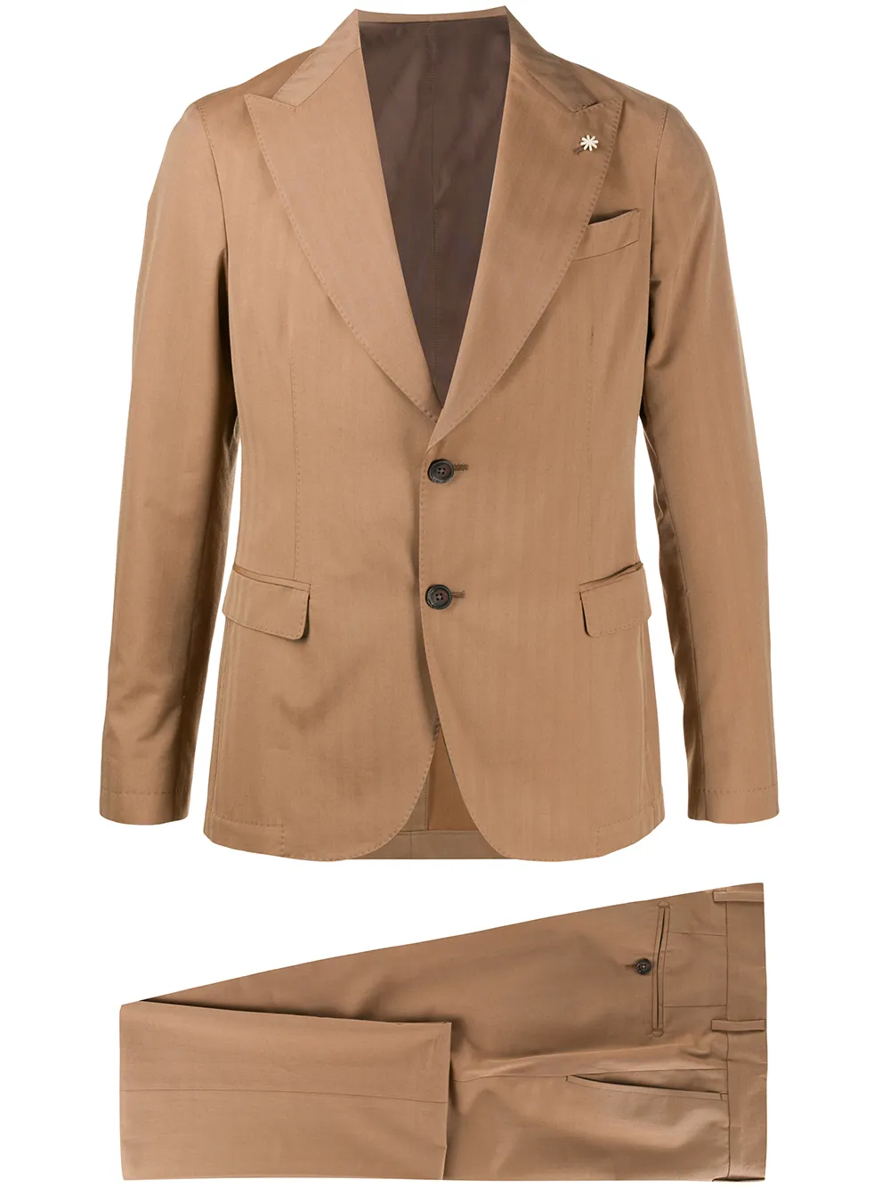 

Полосатый костюм с однобортным пиджаком Manuel Ritz, коричневый