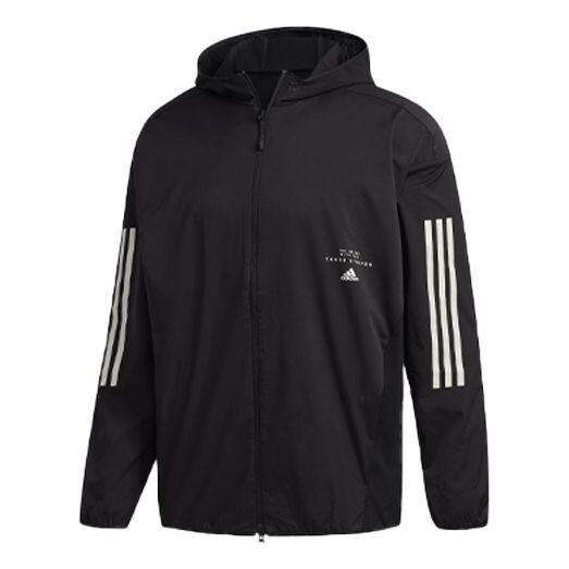 

Куртка Men's adidas Logo Stripe Printing Hooded Jacket Black, черный