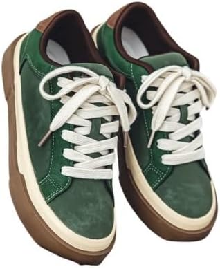 

Мужские винтажные кеды в стиле преппи, однотонные, низкие, на шнуровке, с круглым носком, верх из синтетической микрофибры, текстильная подкладка, резиновая подошва, стелька из ПУ, для повседневной и повседневной носки, на все сезоны Fmshi, зеле...