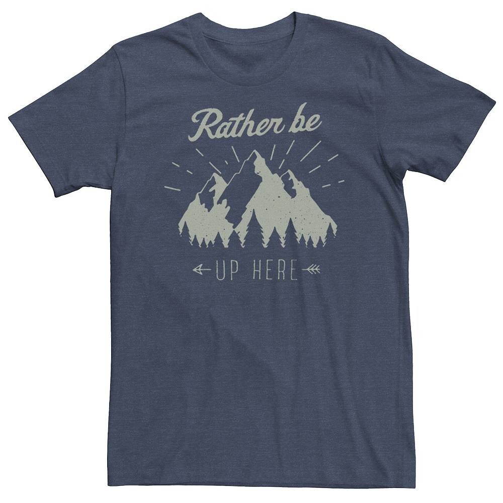 

Футболка Big & Tall с надписью "Rather Be Up Here" "Mountains Forest Arrow" Licensed Character, цвет Navy Heather