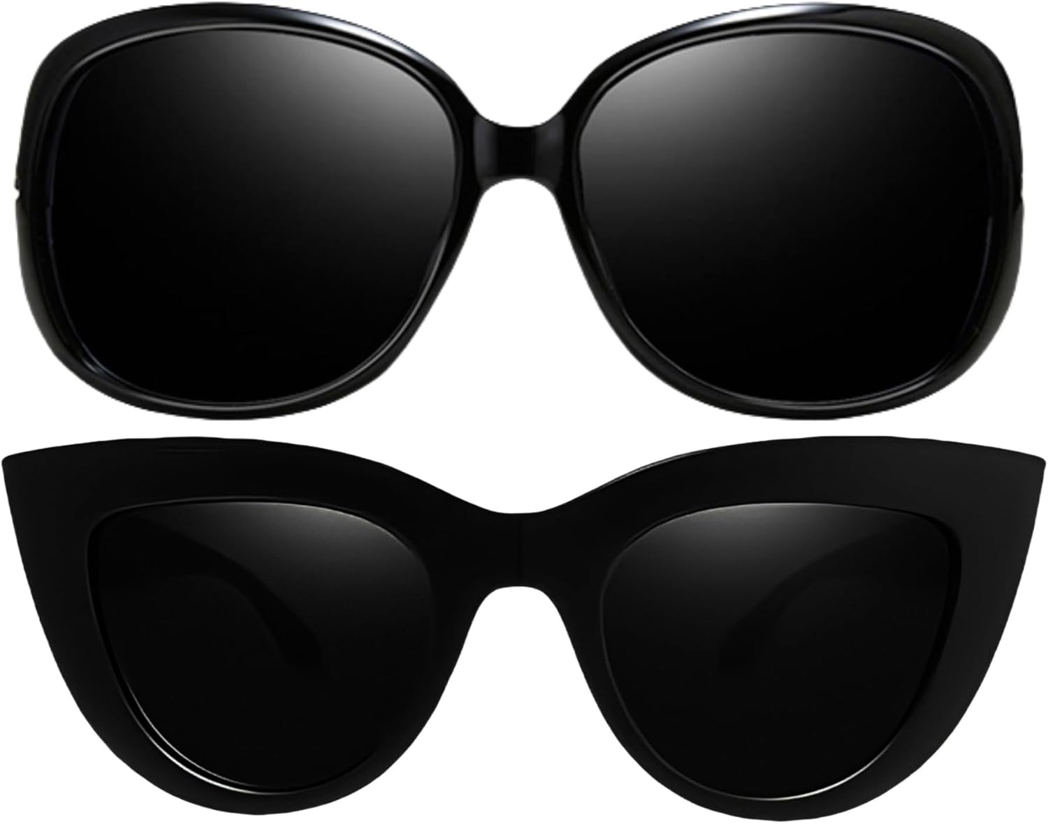 

Комплект солнцезащитных очков Joopin Oversized Jackie & Round Cateye, черные поляризованные солнцезащитные очки с защитой от УФ-излучения, винтажные женские солнцезащитные очки в стиле ретро, Black