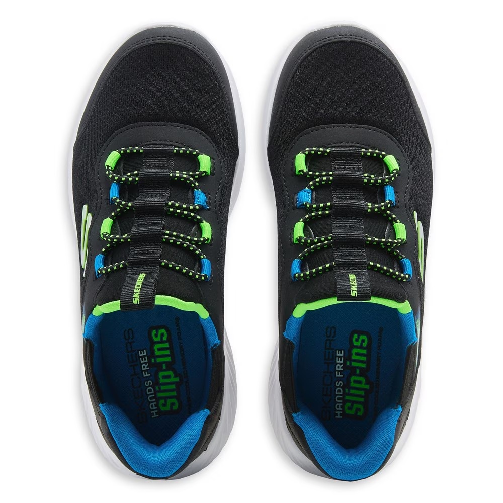 Детские туфли-слипоны Bounder Sneaker от Skechers для маленьких и больших детей, black/blue/lime — фото 4