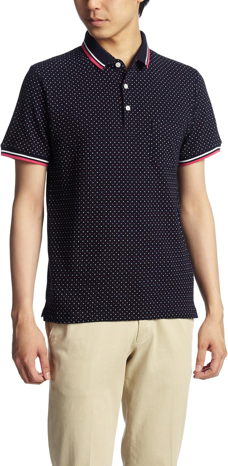 

Поло UNION STATION CLELECTIVE в горошек с нагрудным карманом из пике Unionstation, темно-синий