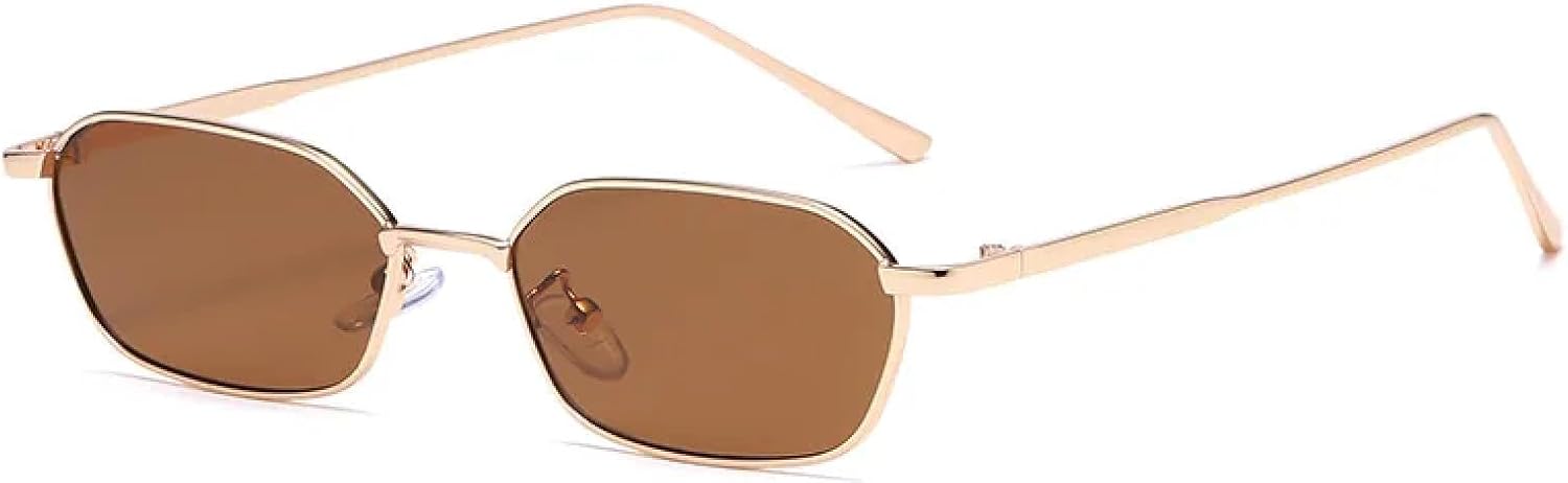 

Солнцезащитные очки для мужчин и женщин, металлическая оправа, маленькие солнцезащитные очки в винтажном стиле, женские солнцезащитные очки с защитой от УФ-излучения UV400 SZVVBKK, Tea