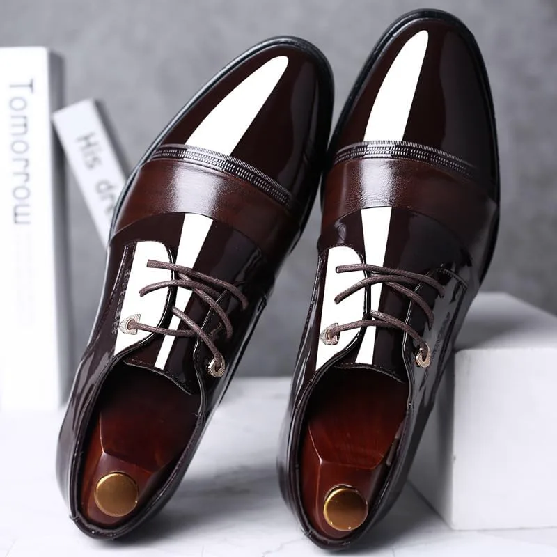 

Мужские дерби из лакированной кожи, удобные туфли с крыловидным носком на шнуровке, деловые формальные офисные туфли KYOESCAI, коричневый