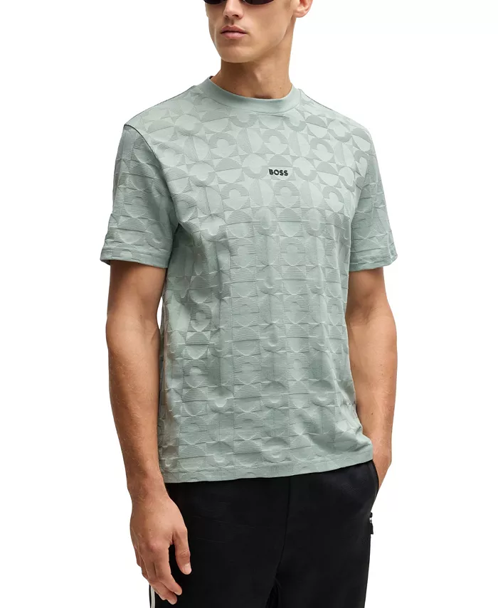 

Мужская футболка Circle Jacquard свободного кроя Hugo Boss, зеленый