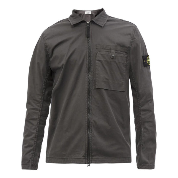 

Куртка supima cotton shirt jacket 'charcoal' Stone Island, черный