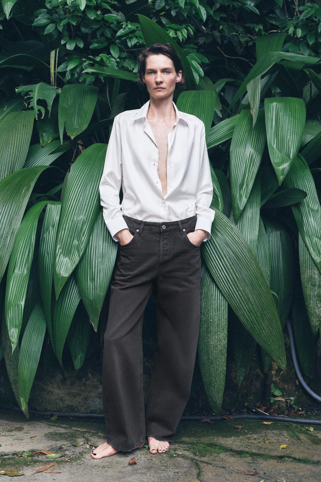 

Джинсы средней посадки с прямыми штанинами ZARA, серый