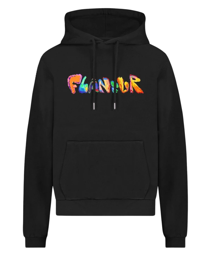 

Черная хлопковая толстовка с рисунком, выполненным маркером. FlãNeur, черный