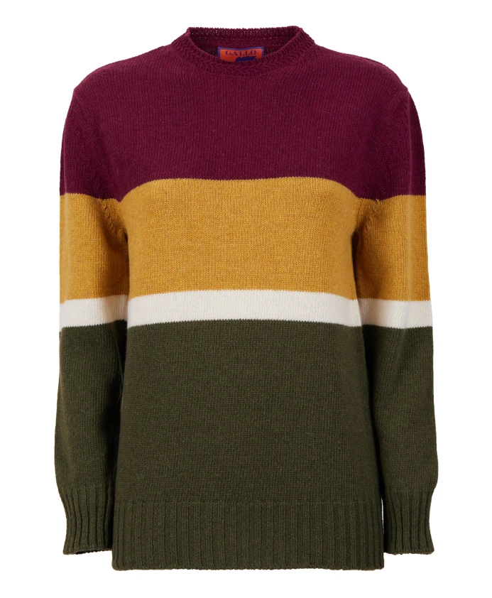 

Женская футболка с круглым вырезом, сплошного зеленого цвета, в разноцветную полоску. Gallo, мультиколор