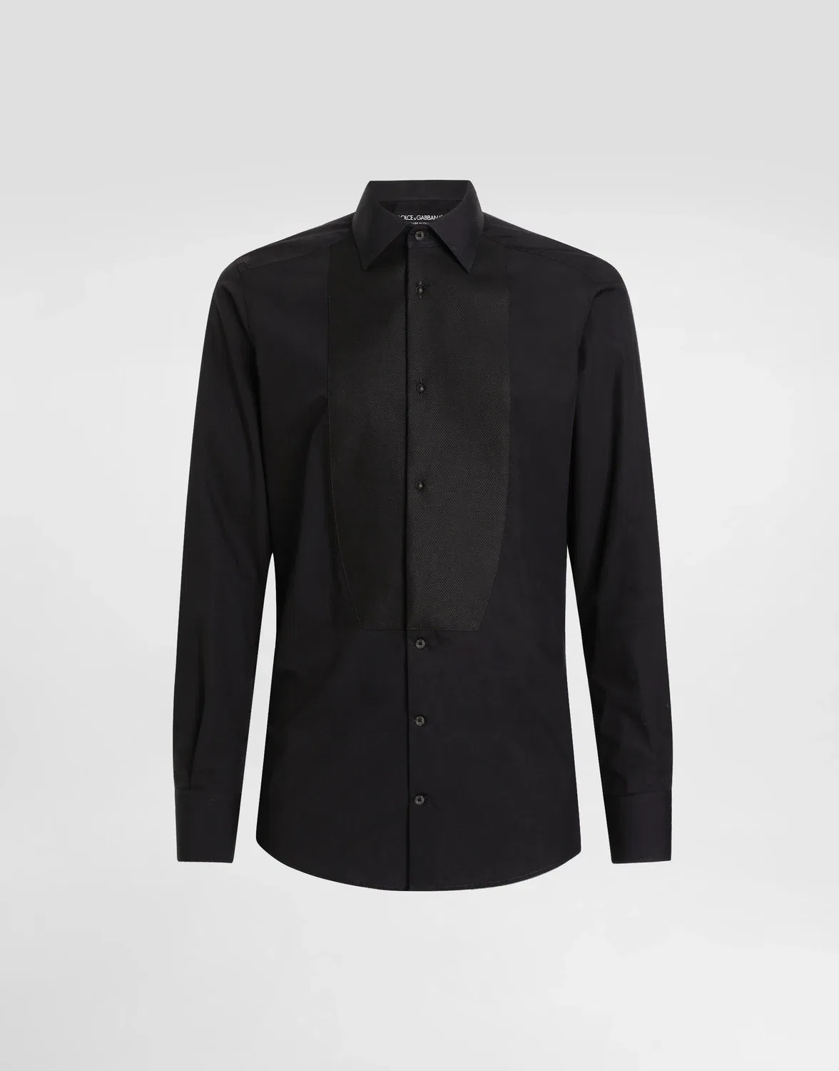 Сорочка из хлопкового поплина Gold-fit для смокинга DOLCE & GABBANA, черный
