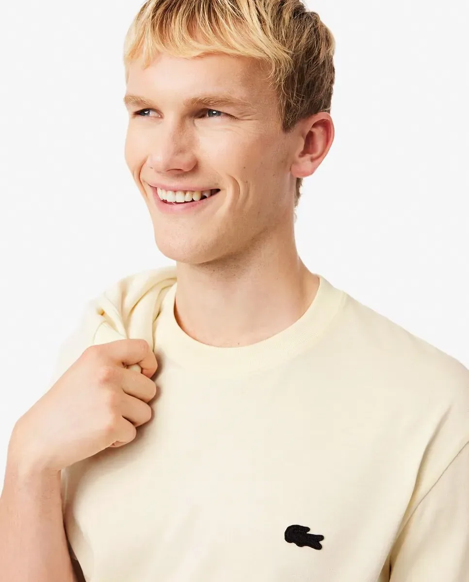 Мужская футболка из плотного хлопка с коротким рукавом и принтом Lacoste, желтый — фото 3