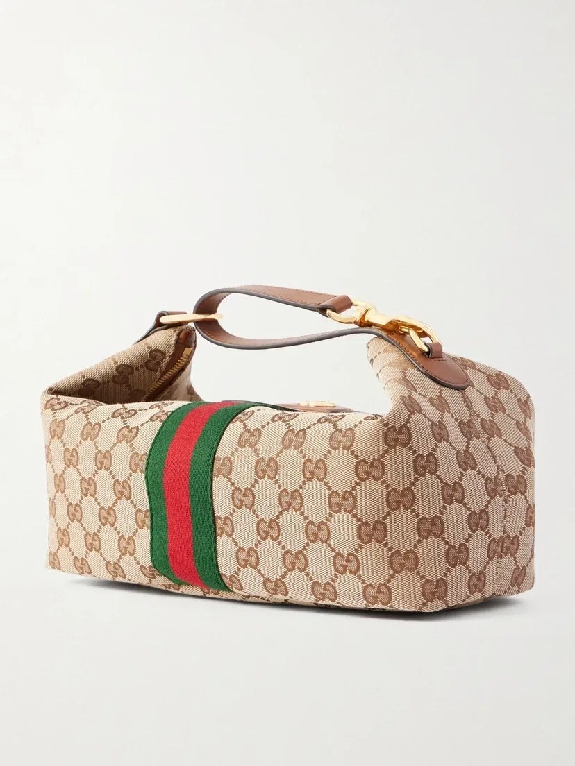 Клатч Ophidia из полосатого канваса с кожаной отделкой GUCCI, мультицвет — фото 4