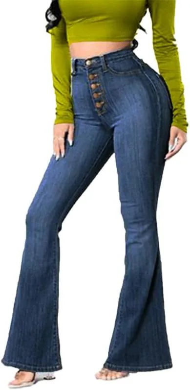 

Женские джинсы Andongnywell с высокой посадкой и расклешенным низом