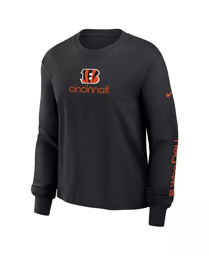 Женская черная футболка свободного кроя с длинным рукавом Cincinnati Bengals Nike — фото 3