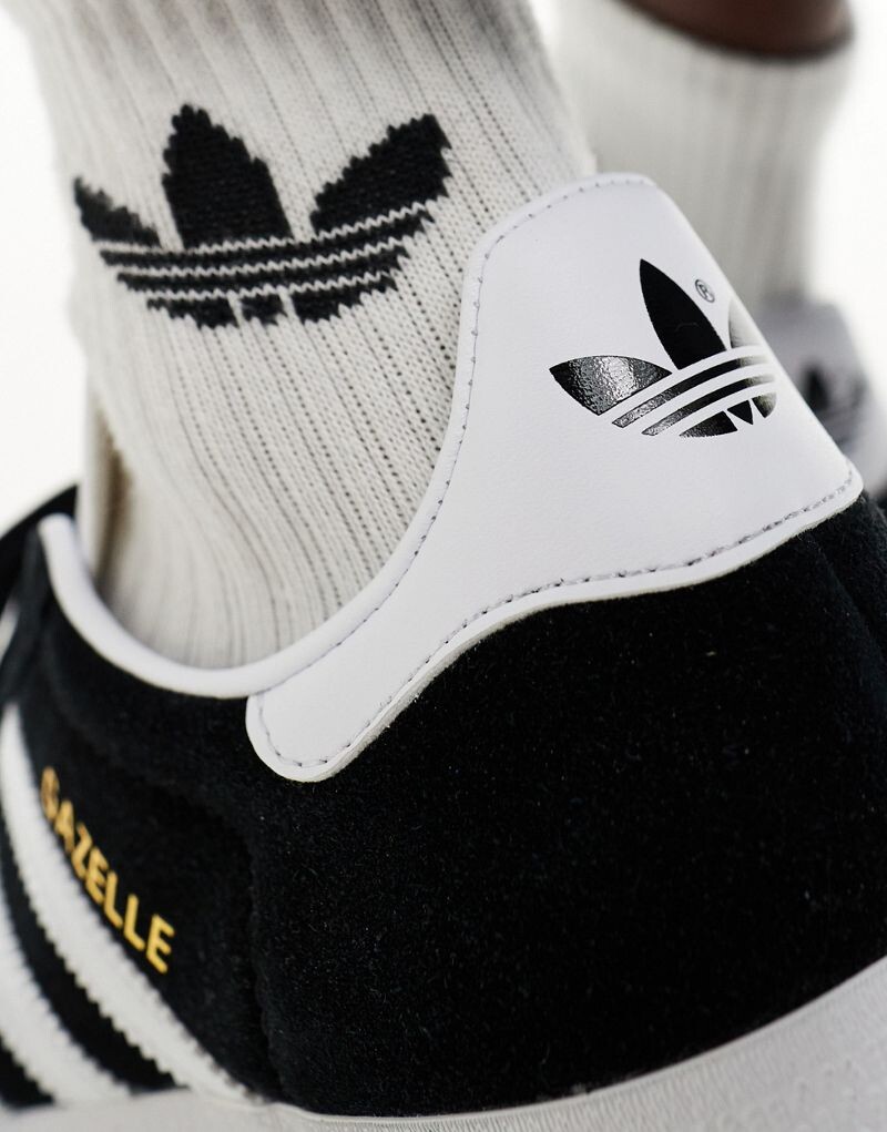 Черные кроссовки adidas Gazelle с белой отделкой — фото 4