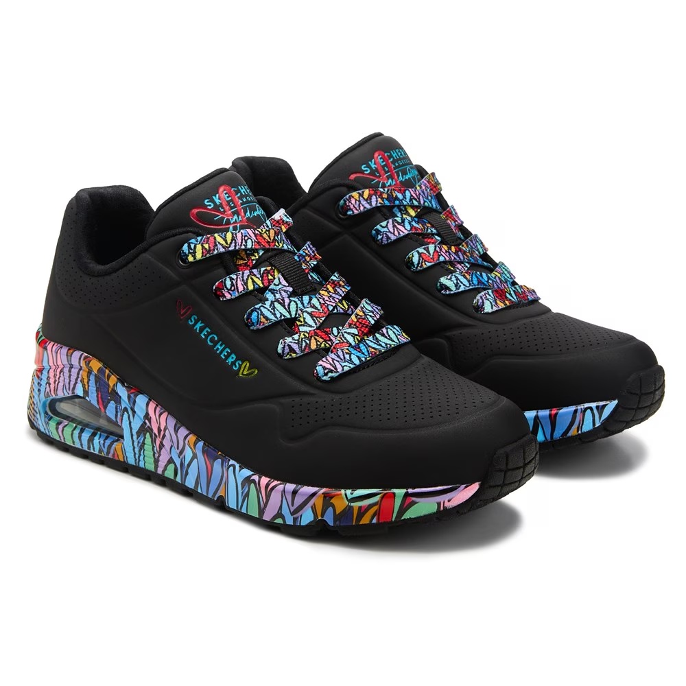 Кроссовки Jgoldcrown street uno Skechers, black/multi hearts