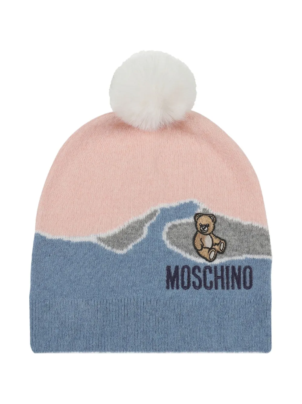 

Шапка с помпоном, украшенная плюшевым мишкой Moschino Kids, розовый