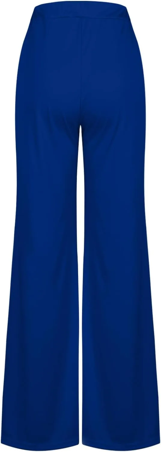 Брюки для женщин Premium Business Casual, широкие палаццо с расклешенным низом, свободного кроя для офиса Generic, синий — фото 2