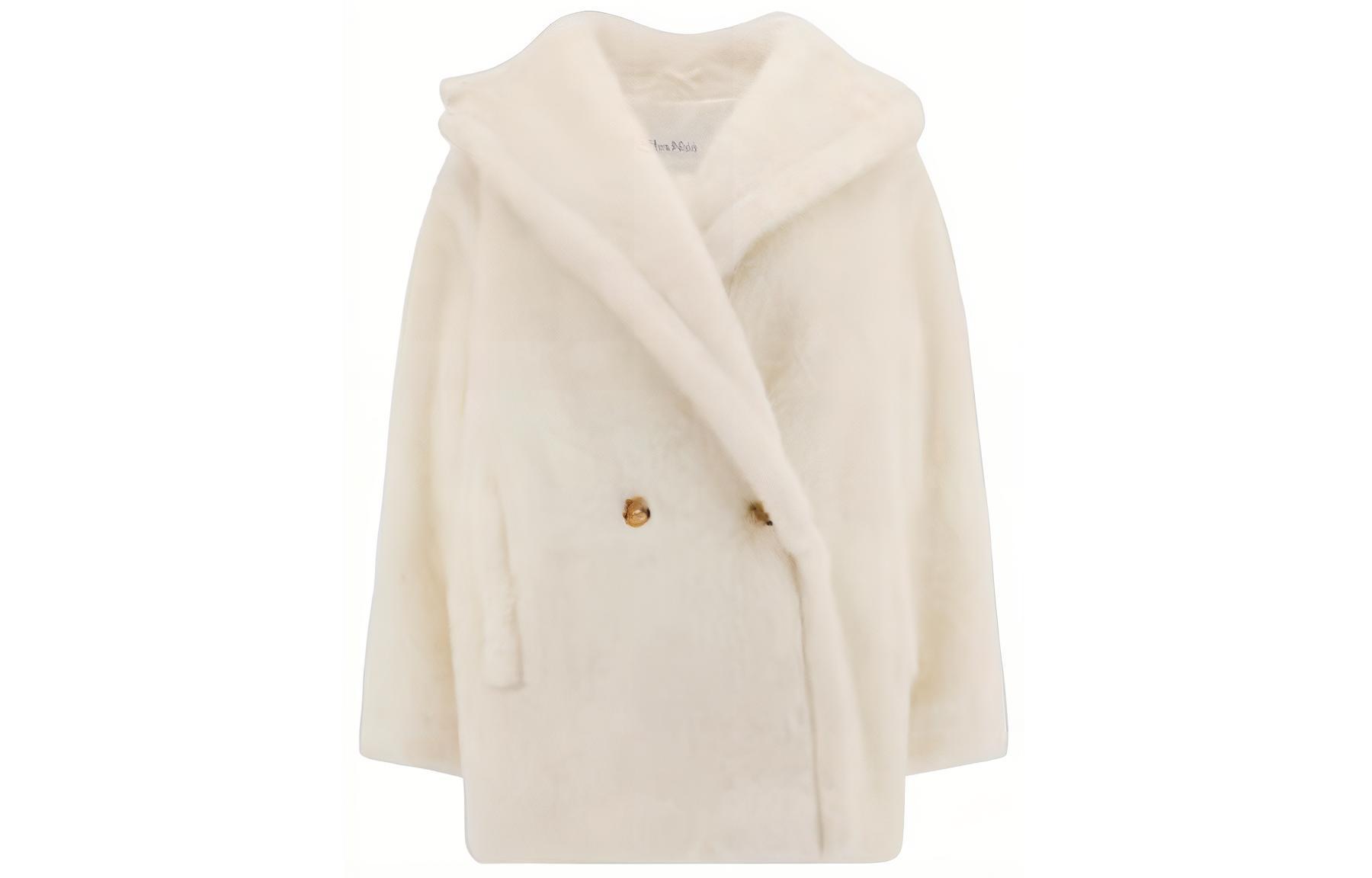 

MaxMara Эсперо Тедди Пуговичная Короткая Куртка, White