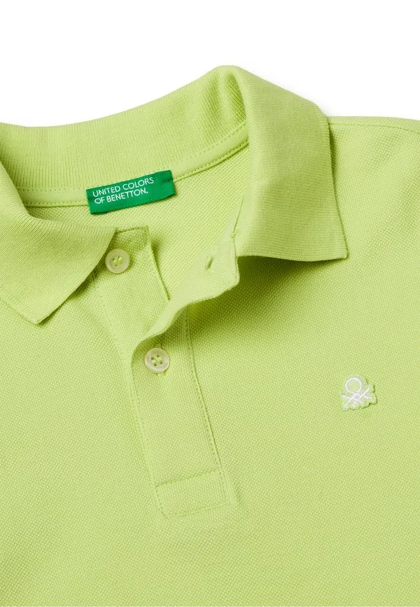 Поло приталенного кроя из чистого шелка. рубашка поло United Colors Of Benetton, Green — фото 3