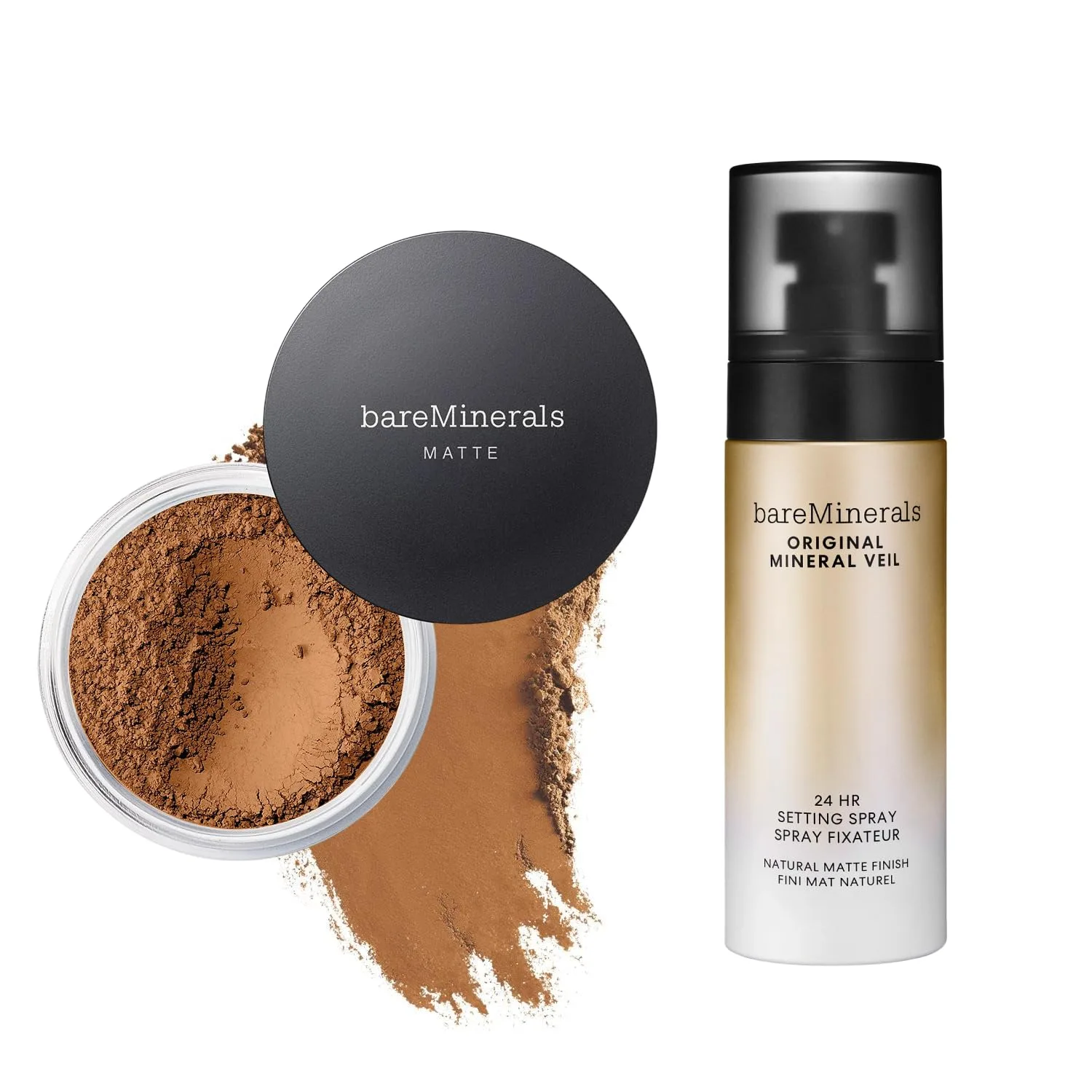 bareMinerals Original Matte Loose Powder Foundation SPF 15, минеральная пудра для лица, покрытие от легкого до полного, матирует, без талька, некомедогенно + Mineral Veil Natural Matte Setting Spray