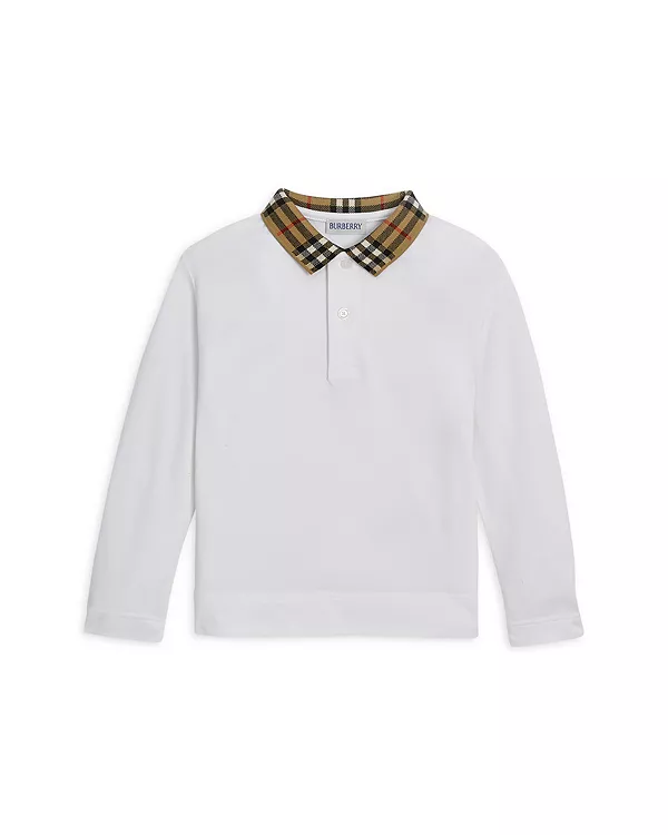 

Детская поло-рубашка Johane с длинными рукавами в клетку, эксклюзивно для малышей и детей постарше. Burberry, белый