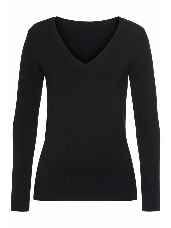 

Vivance Черный свитер с V-образным вырезом