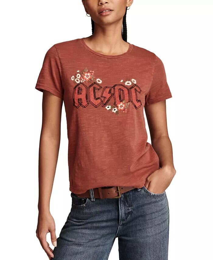 

Женская футболка ACDC Women's High-Voltage Floral Classic Crewneck Lucky Brand, красный