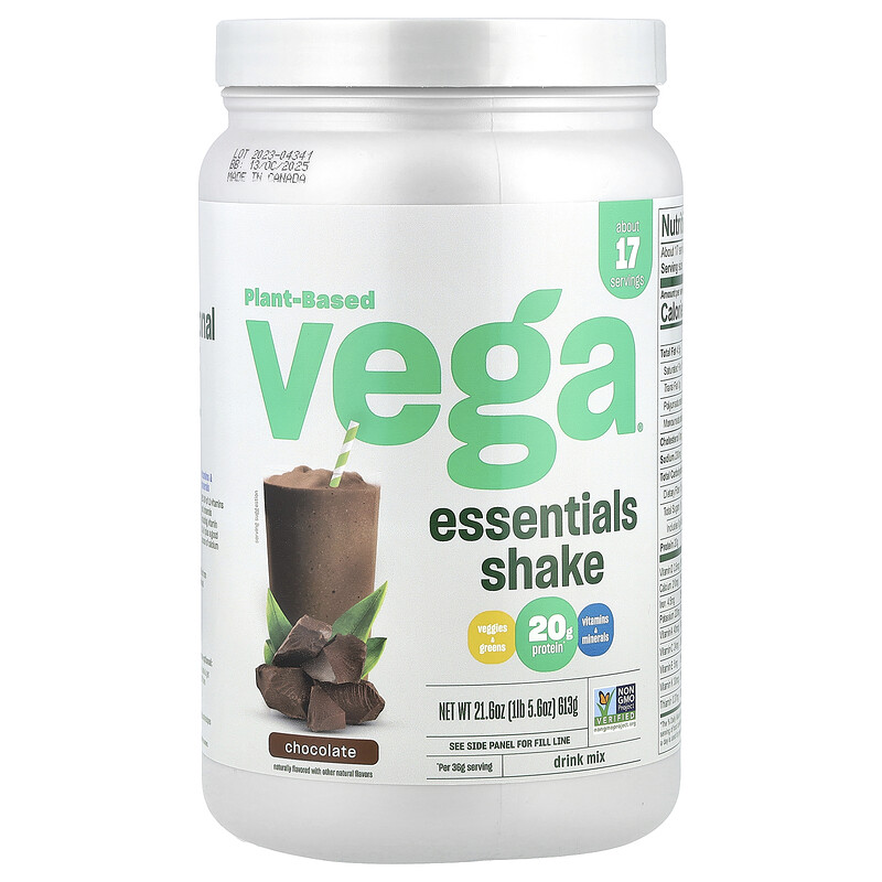 

Vega, Растительный коктейль Essentials, шоколад, 613 г (1 фунт 5,6 унции)
