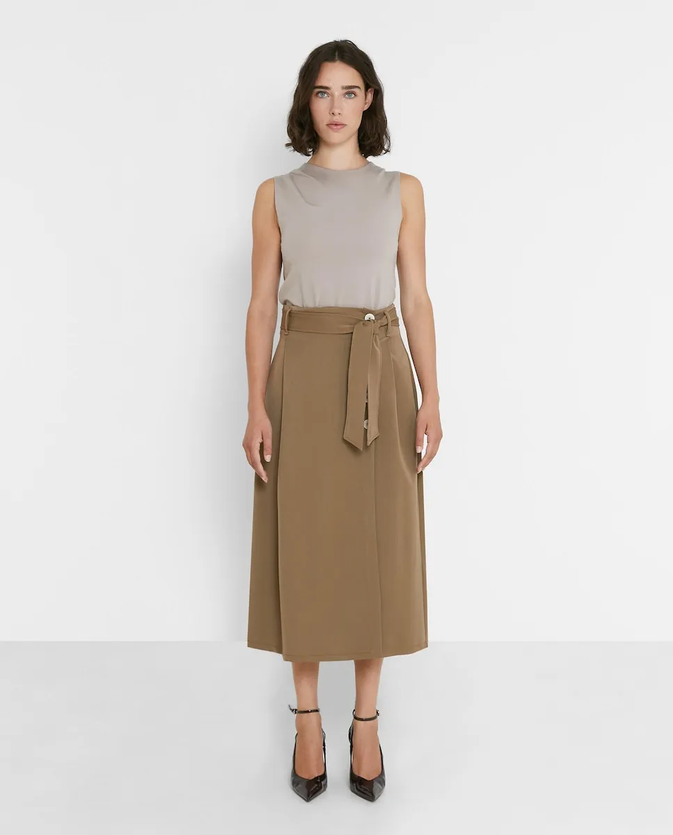 

Миди-юбка с запахом и поясом Trucco, коричневый