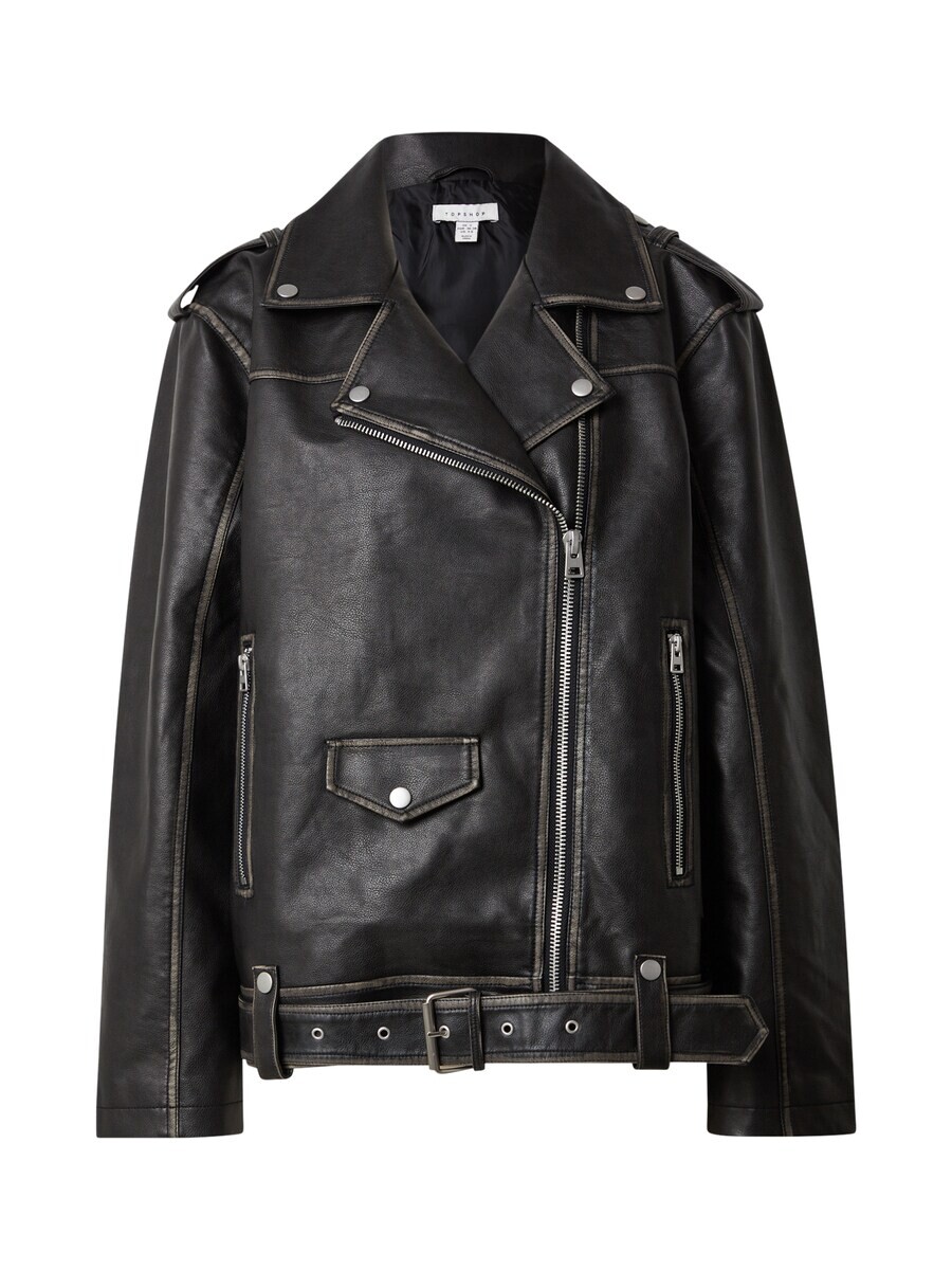 

Кожаная куртка TOPSHOP Between-Season Jacket, черный