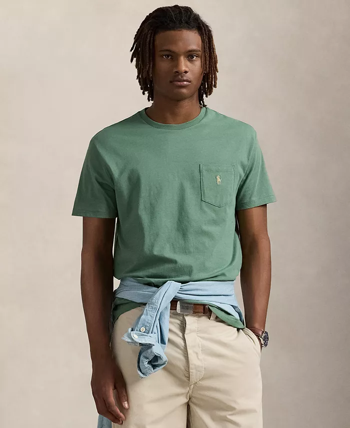 

Мужская классическая футболка с круглым вырезом и карманом Polo Ralph Lauren, зеленый