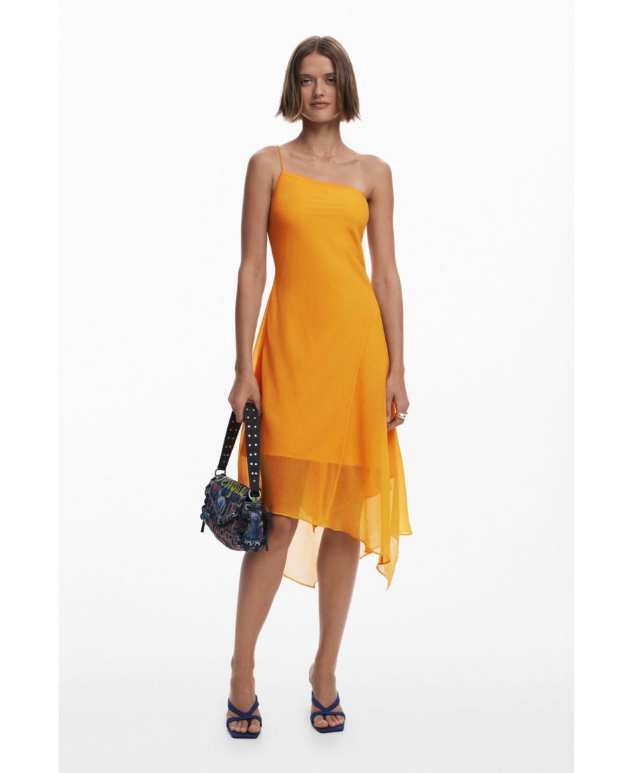 

Женское асимметричное многослойное платье миди Desigual, Orange