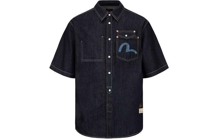 

Рубашка мужская джинсовая синяя Evisu, синий