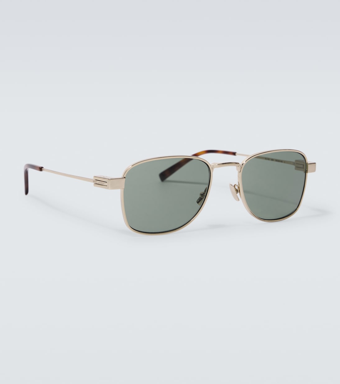 Гипер Rimlock прямоугольные солнцезащитные очки Saint Laurent, Gold-Gold-Green — фото 4