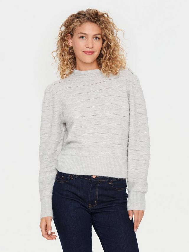 

Текстурированный джемпер с имитацией горловины из корализа Saint Tropez, цвет Pearl Grey