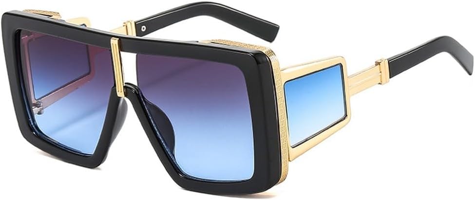 

Модные женские солнцезащитные очки в стиле ретро-панк большого размера, мужские цельные очки в крупной оправе с защитой от ультрафиолета UV400 JWMSXYQR, C6black-grayblue.